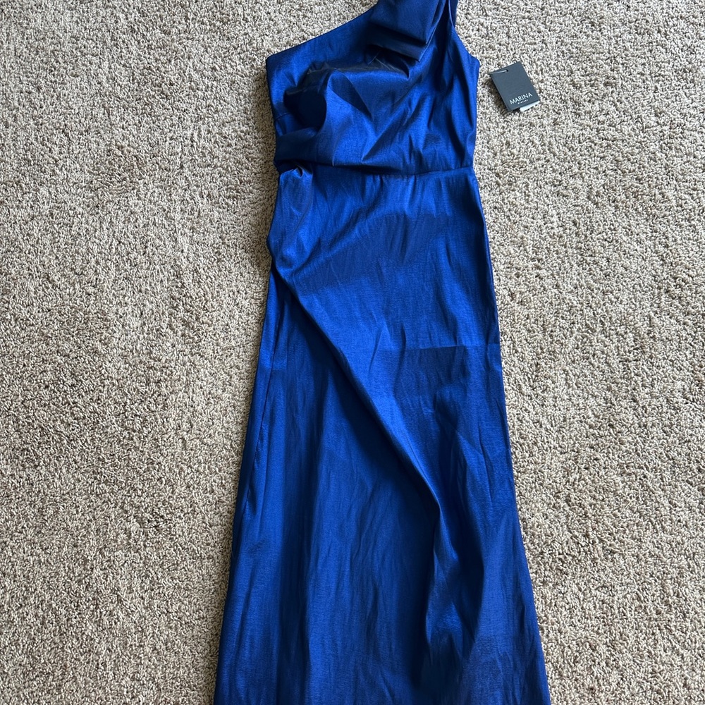 MARINA Royal Blue One-Shoulder Dress